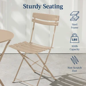 Best Choice Products 3-Piece Small Bistro Set, Folding Patio Furniture Set of 2 Chairs and Table - Black