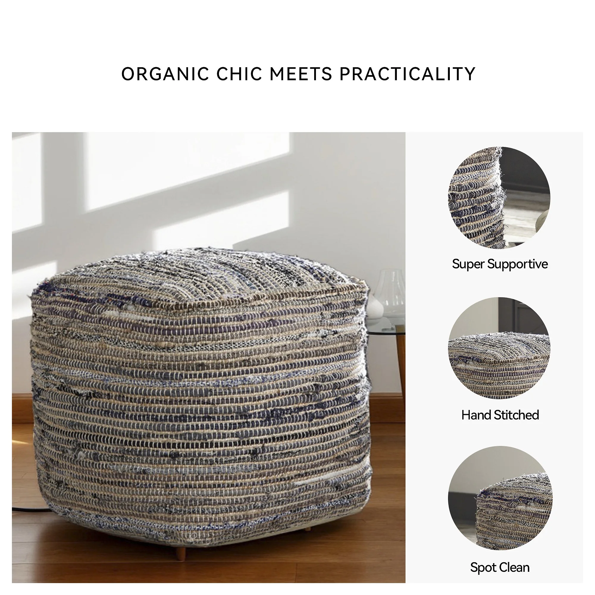 Signature Design by Ashley Contemporary Absalom Pouf  Denim