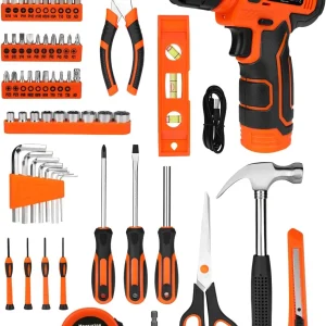 139-Piece Tool Set - Tool Kit with 8V Cordless Drill Driver in ToolBox Storage Case, General Household Drill Set for Home Repairs, Handyman, DIY Projects