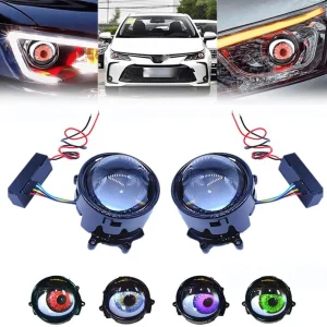 LED Demon Eyes Demon Eyes headlights, Dynamic Demon Eyes car headlights, adjustable eye pattern, mini projector lens light controlled by phone, suitable for any car