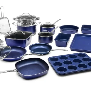 Granitestone True 20 Pc Pots and Pans Set Non Stick Cookware Set with Deep Square Pan and Bakeware Set, Non Toxic , Oven & Dishwasher Safe, No Cheater Pieces