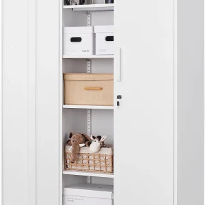 STANI Metal Storage Cabinet, 71- Tall Steel Cabinets with Locking Door and 5 Adjustable Shelves, Steel Classic Storage Cabinet for Home, School, Office, Garage