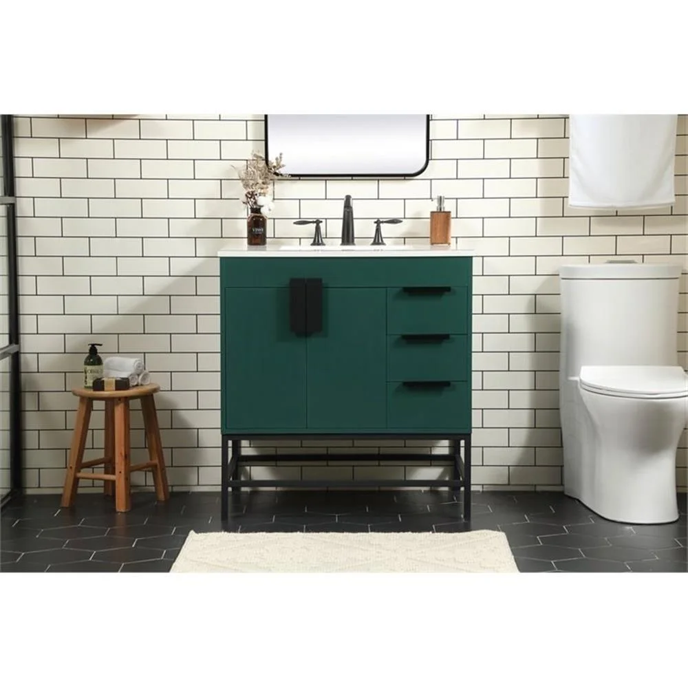 Elegant Kitchen and Bath 32 Inch Single Bathroom Vanity In Green