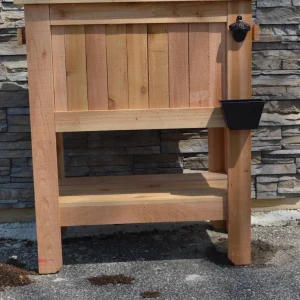 All Weather 48 Quart Antiqued Cedar Cooler Stand with Brass Drain, Bottle Opener and Cap Catcher, Beer Cooler.