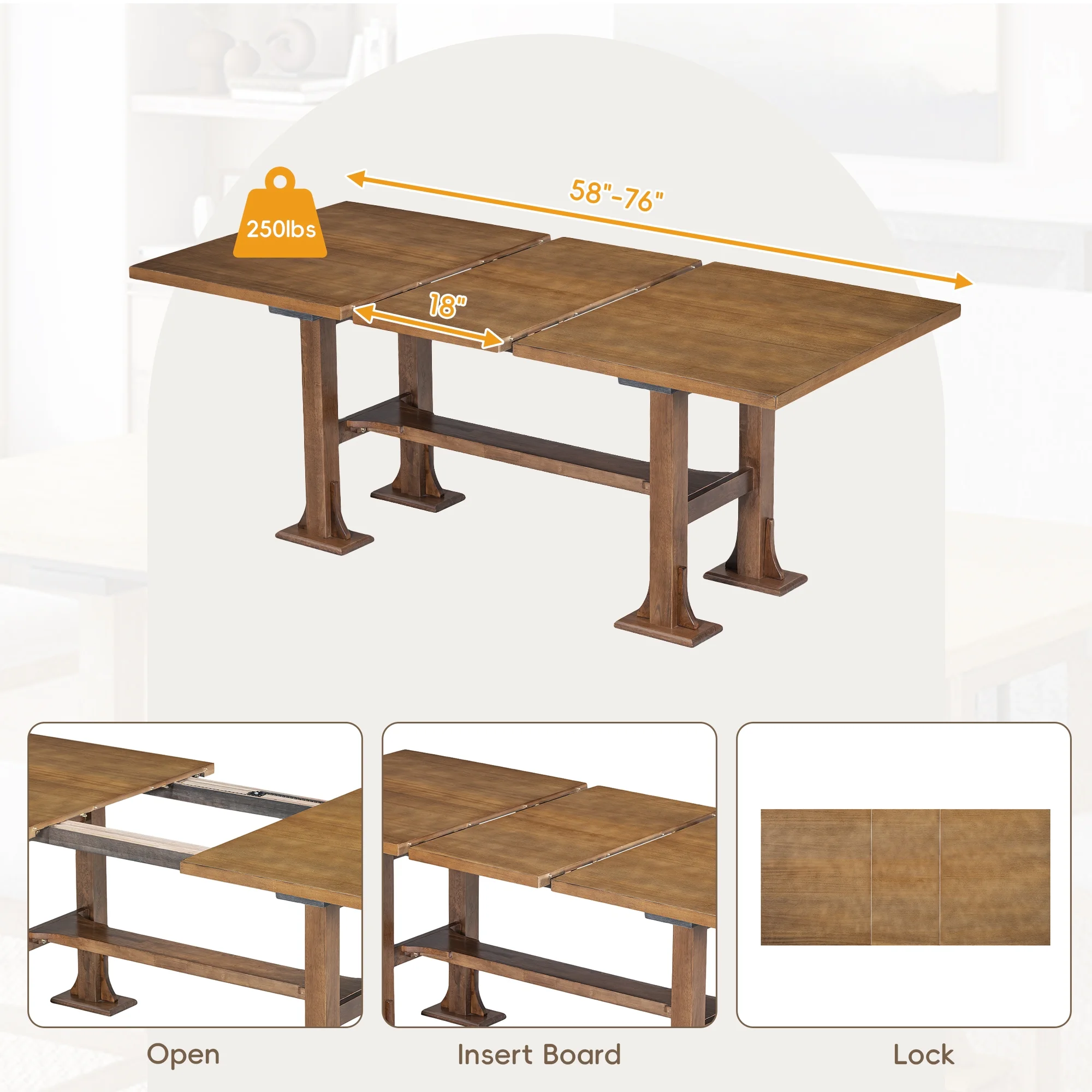 Harper & Bright Designs 6 Pieces Dining Table Set with Bench for 6, Kitchen Table Set with Storage Drawer and 4 Upholstered Dining Chairs, Dark Brown