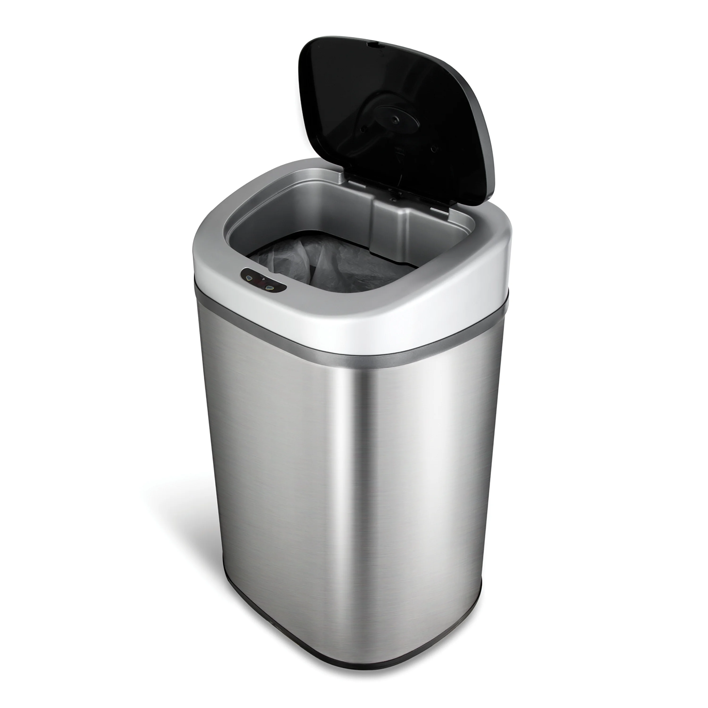 Nine Stars Automatic Trash Can, 21 Gallon Stainless Steel, Motion Sensor Hands Free Soft Close Lid Garbage Bin, Silver