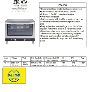 37in. Full Size Countertop Convection Oven, Commercial Oven, 208 - 240V NSF