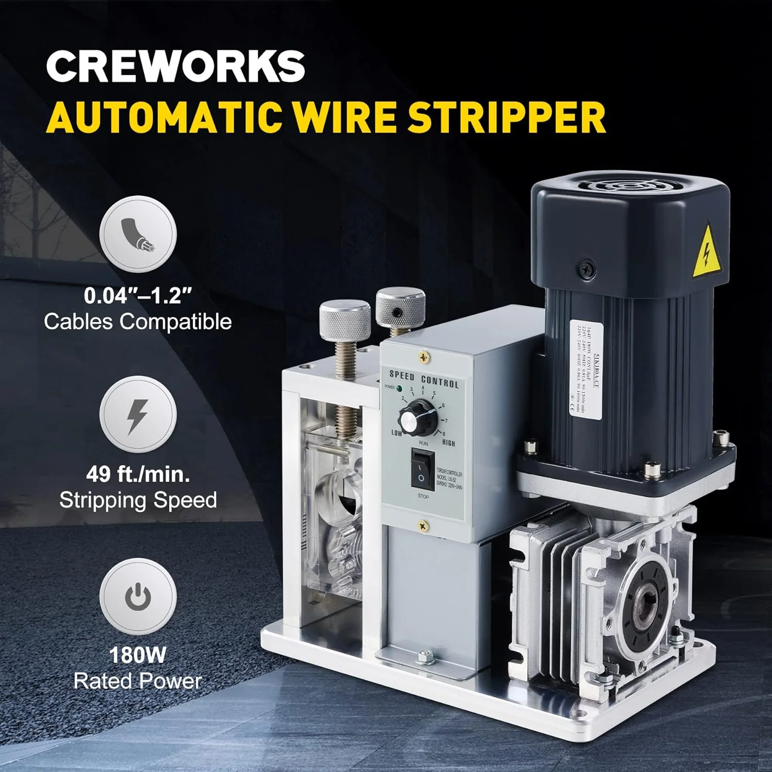Speed Adjustable Wire Stripper, Automatic Cable Stripping Machine for 0.04"-1.2" Copper Wires, Electric Scrap Cable Stripper Tool for 11/0-18 AWG Wires, Cable Jacket Remover for Recycling