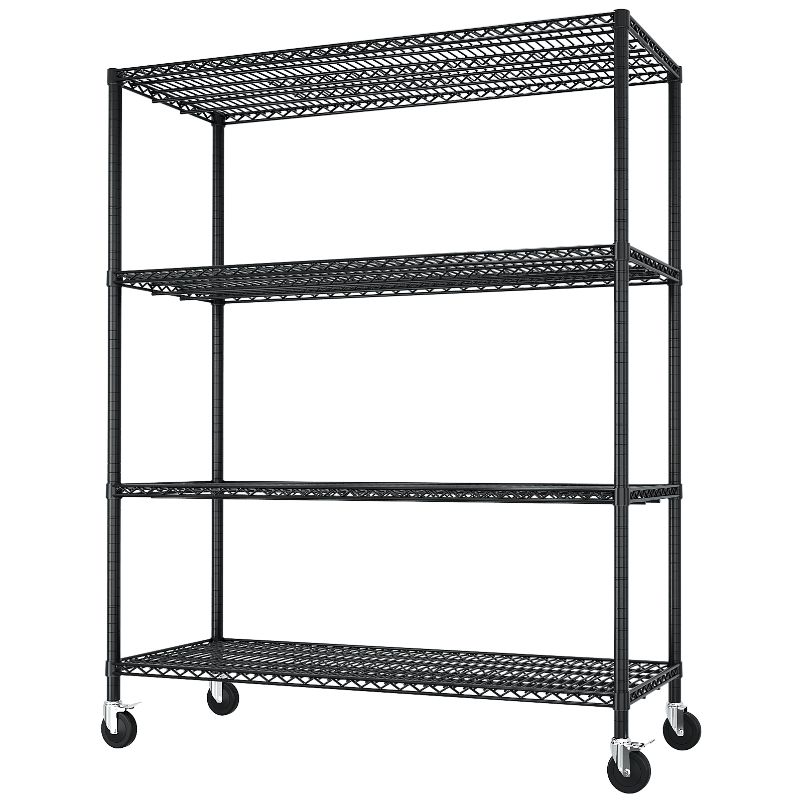 Ktaxon 4 Tier Wire Shelving with Wheels, 46"W x 17.7"D x 65"H Multifunctional Storage Rack Metal Garage Shelves Organizer, Capacity for 800lbs, Black