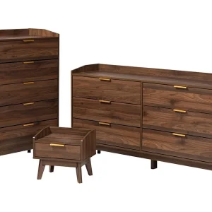 Baxton Studio Lena Mid-Century Modern Walnut Brown Finished Wood 3-Piece Storage Set