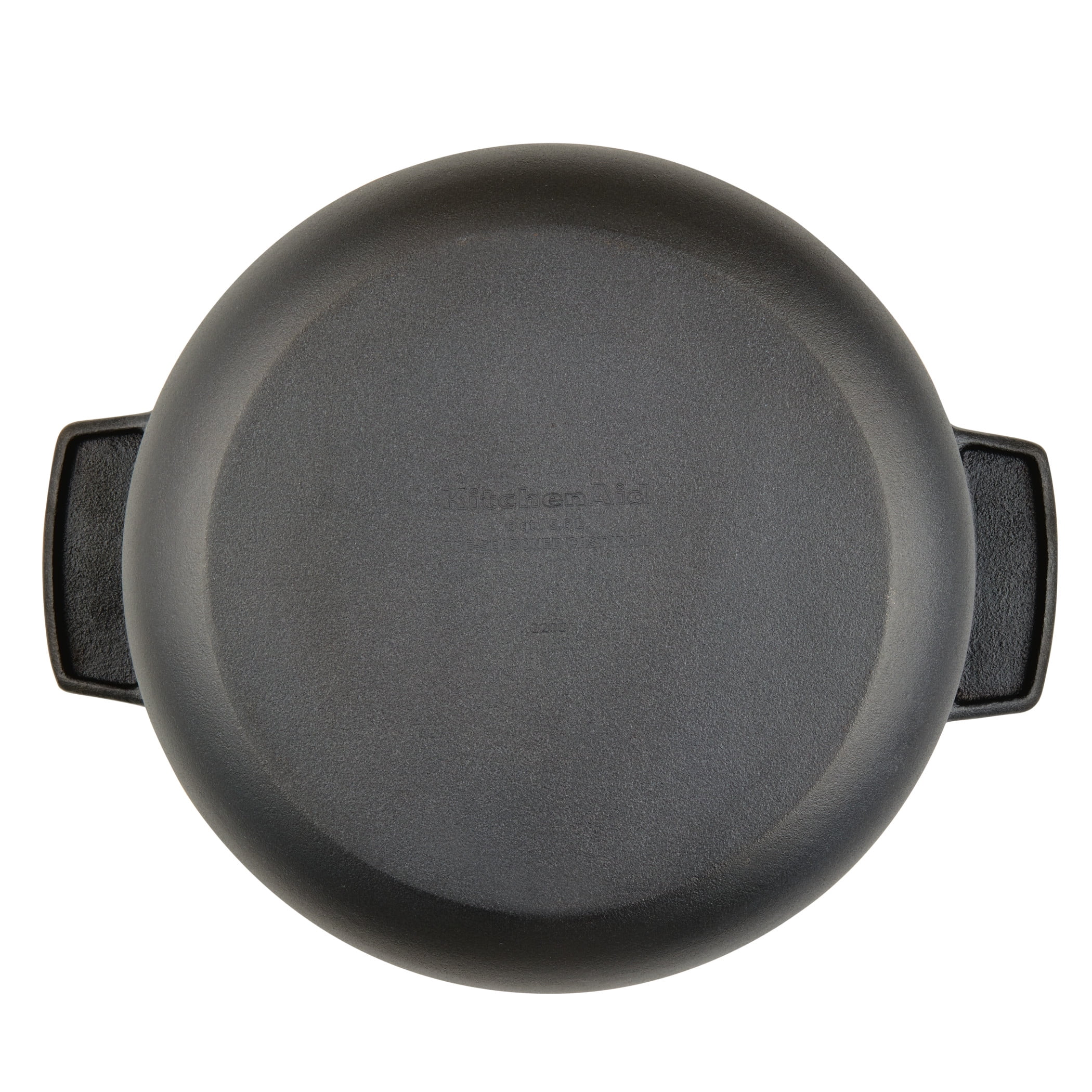 KitchenAid Seasoned Cast 6 Quart Iron Induction Dutch Oven Casserole, Metal Utensil, Broiler and Oven Safe to 500-F, Cast Iron Black