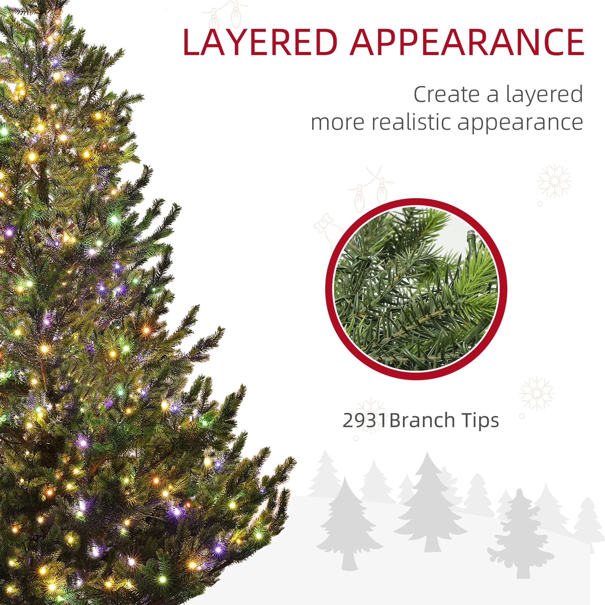HOMCOM 6ft Artificial Sparse Christmas Tree with Steel Stand and 1933 Tips for Home Office Holiday