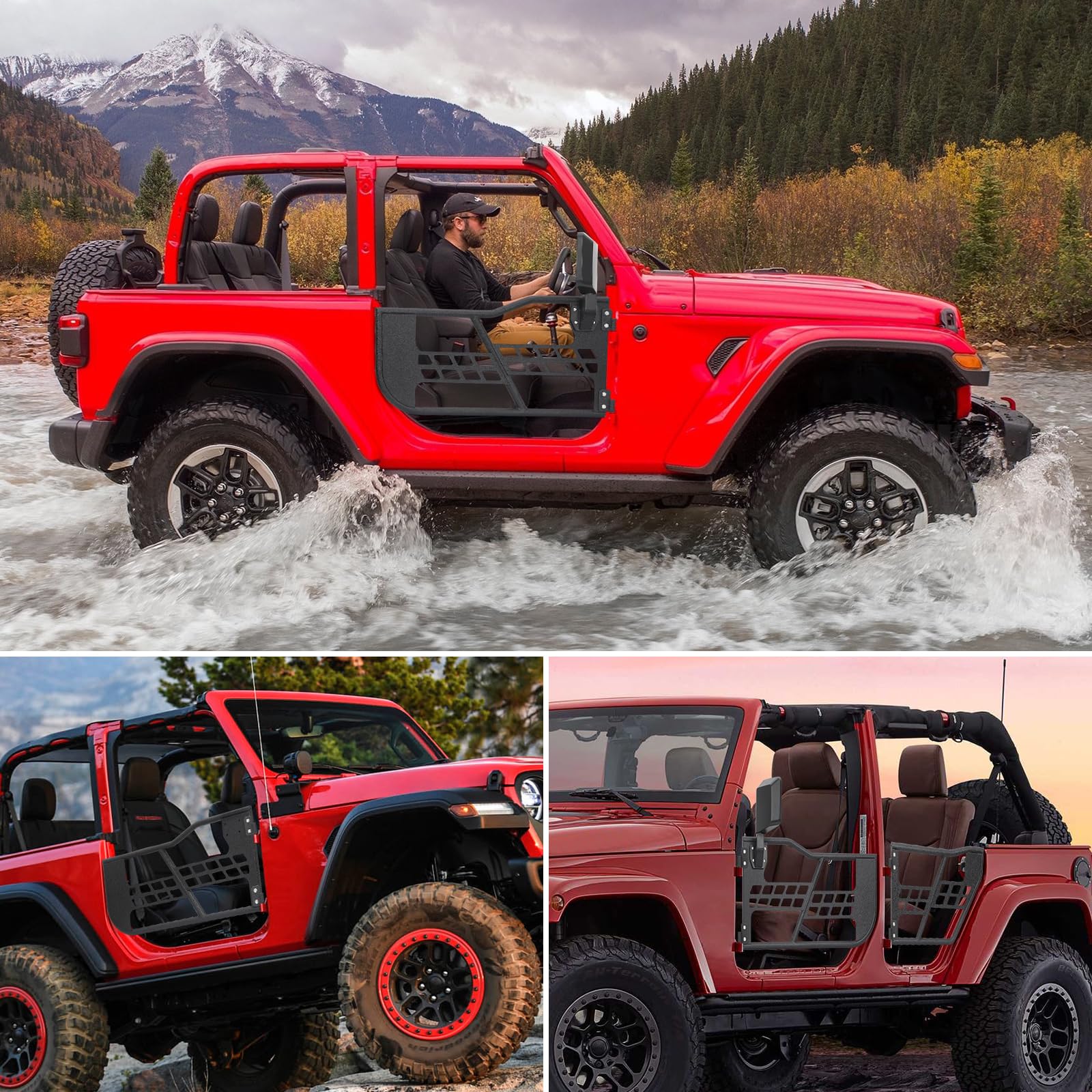 Off Road Safari Tubular Doors Compatible with 2018-2023 Wrangler JL 4 Door – Set of 4 Fat Tube Half Doors for Adventure