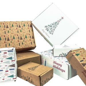 Ucanpack Christmas Mailing Boxes For Shipping 4 x 4 x 4" - Chrismas Tree Printed Christmas Mailing Boxes For Shipping - Holiday Shipping Box Made In USA Christmas Small Business Supplies