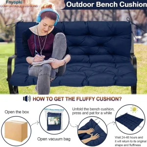 Replacement Cushions for Swing, Waterproof Porch Swing Cushion, 2-3 Seat Outdoor Bench Cushion with Backrest for Patio Furniture Garden Porch Loveseat Glider Pad (Sky Blue 70*40in)