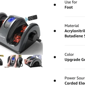 Shiatsu Foot Massager with Heat-Foot Massager Machine for Neuropathy, Plantar Fasciitis and Pain Relief-Massage Foot, Leg, Calf, Ankle with Deep Kneading Heat Therapy, Gift for Mother's Day