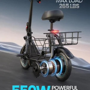 Gyroor Electric Scooter with Basket & Seat, 550W, 20 Mile Range
