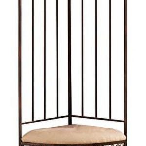 Kings Brand Furniture Brushed Copper Metal Corner Entryway Hallway Storage Bench with Coat Rack