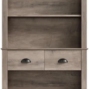 72" Farmhouse Bookshelf and Bookcase with Storage, Tall Bookshelf with Drawers, 5 Tier Book Shelf with Storage, Wood Display Shelves for Home Office, Study, Wash Gray