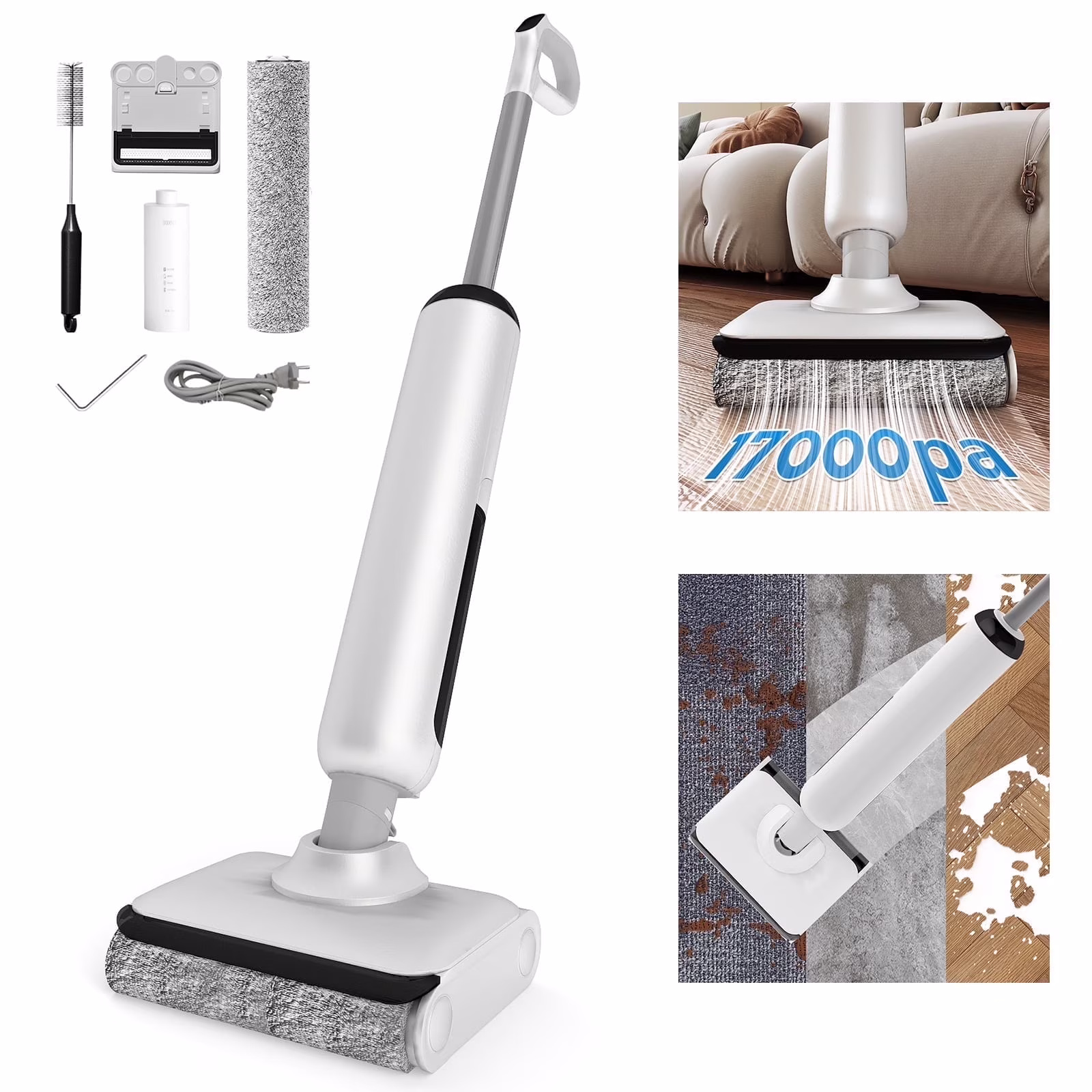 HABIUBIU Vacuum Mop All in One, Wet Dry Vacuum Cleaner, Cordless Cleaner Machine for Tile Hardwood Floor, Self Cleaning Electric Mop with 180- Lie-Flat