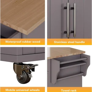 Soscana Kitchen Island Storage,Rolling Kitchen Island with Wheels,Kitchen Cart with Storage Rack & Drawer,Solid Wood Countertop,Kitchen Kitchenware Storage Rack Operation Console,White