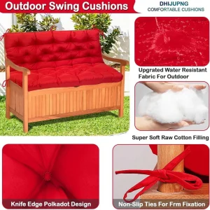 Replacement Cushions for Swing, Waterproof Porch Swing Cushion, 2-3 Seat Outdoor Bench Cushion with Backrest for Patio Furniture Garden Porch Loveseat Glider Pad (Sky Blue 70*40in)