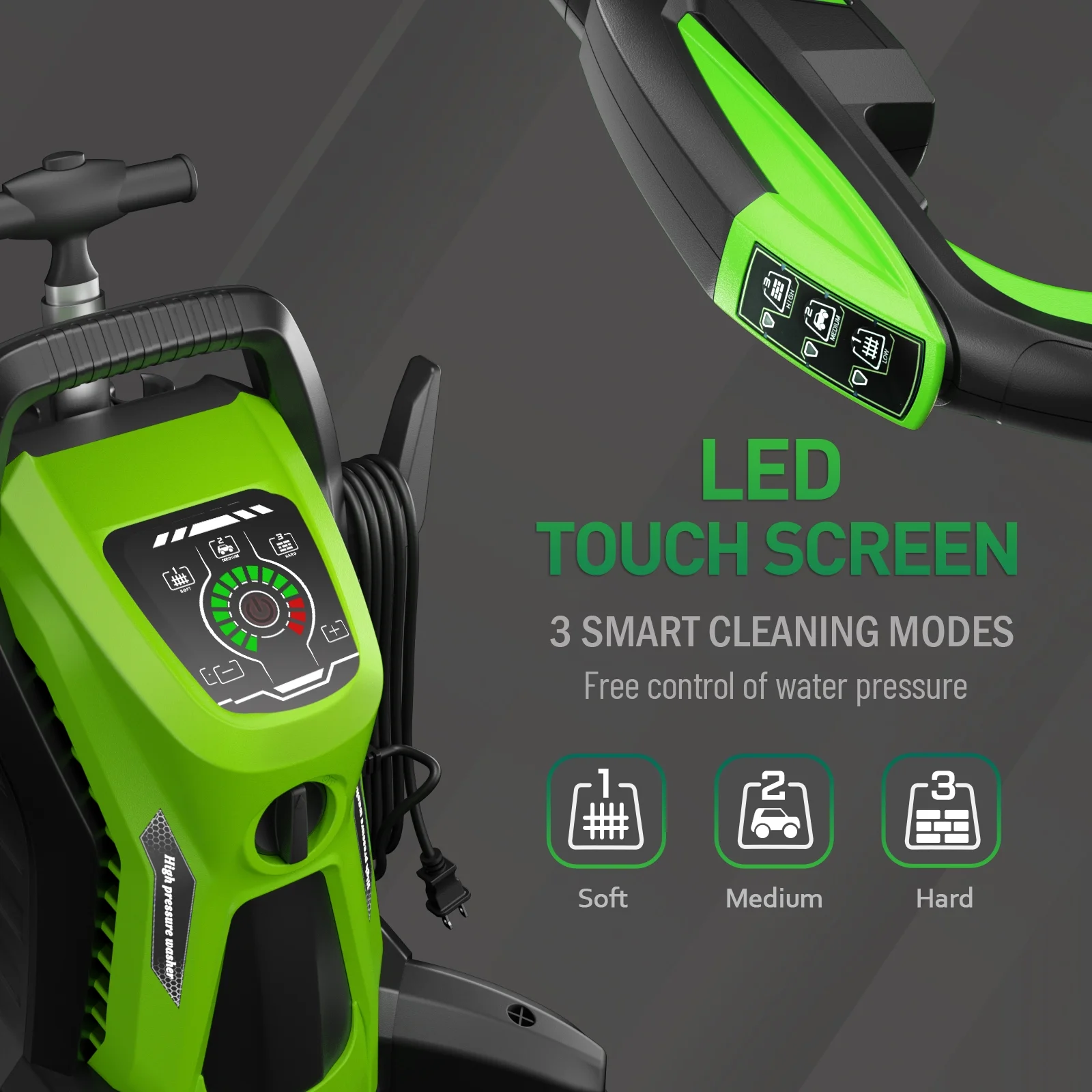 Electric Pressure Washer 5000PSI-Max 3.2GPM Power Washer Electric Powered with Upgrade Spray Handle Smart Control and 4 Anti-Tipping Wheels for Effortlessly Cleaning Blue