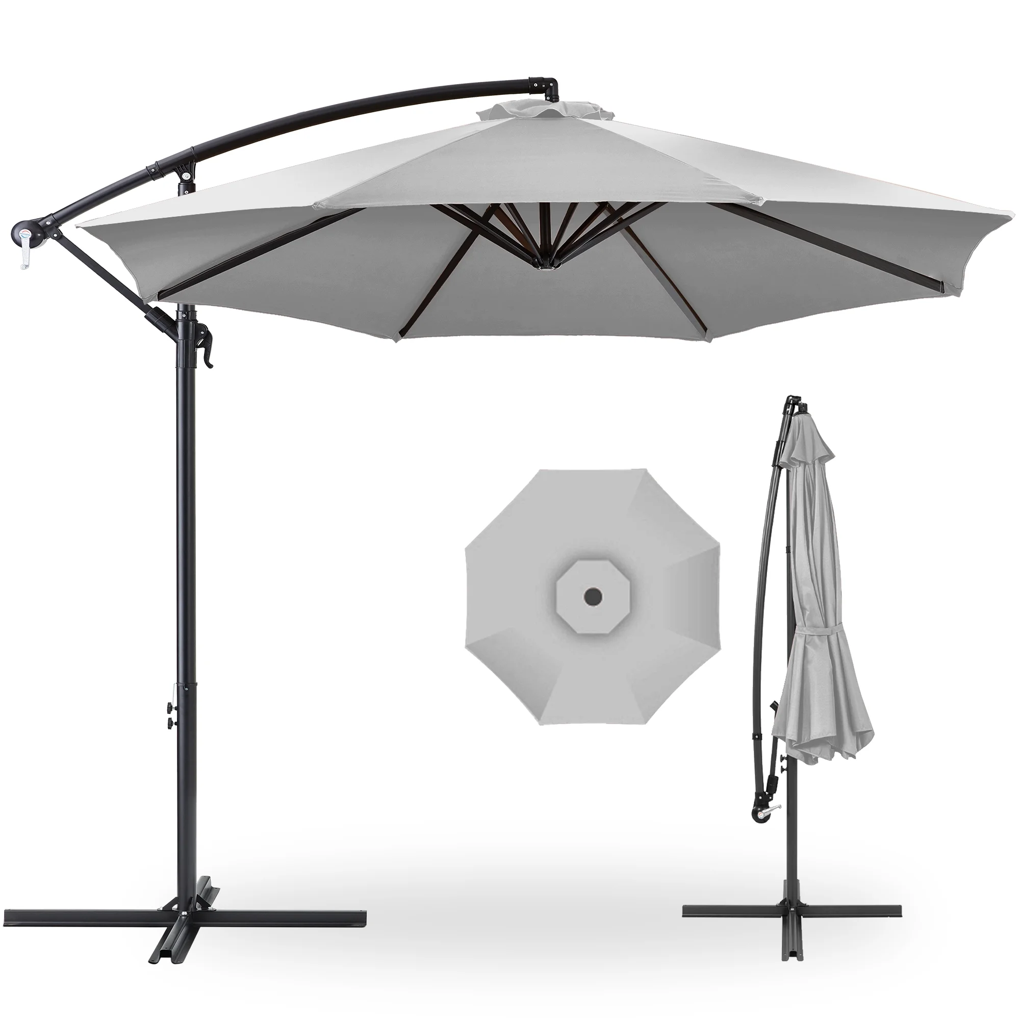 Best Choice Products 10ft Offset Hanging Outdoor Market Patio Umbrella w/ Easy Tilt Adjustment - Tan