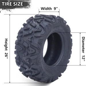 26x12x12 Atv Tires, Set of 2 Atv Tires 26x12-12 6PR, All Terrain Atv/Utv Off-Road Tires, Black