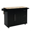 Visentor Kitchen Island Cart with Lockable Wheels, 3 Tier Rolling Utility Kitchen Storage Carts Table with 2 Drawers, 2 Shelves & Towel Rack, 45 Inch, Natural