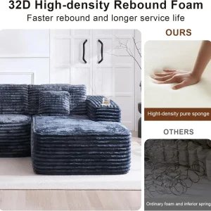 Cloud Sectional Couch with L-Shape Chaise Modern Modular Sofa Deep Seat Built-in Cup Holder