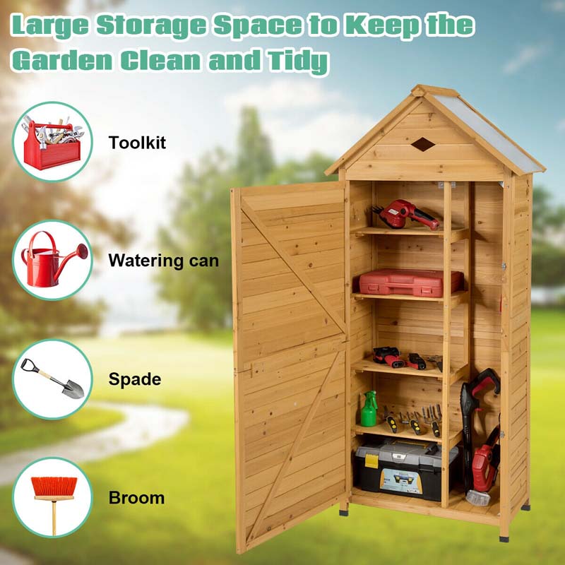 Eletriclife Wooden Outdoor Lockable Garden Tool Storage