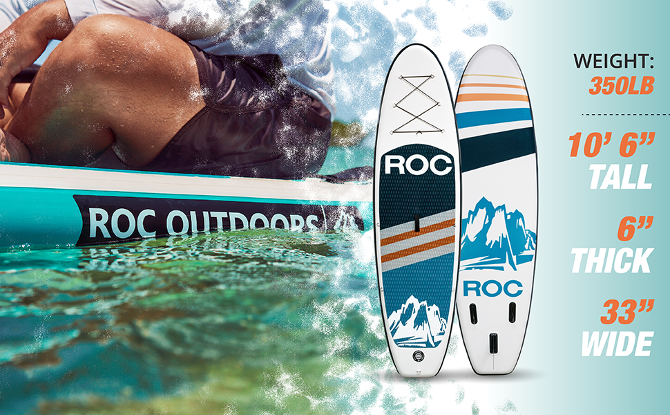 paddle board. 350LB weight limit. 10' Tall. 6" Thick. 33" wide